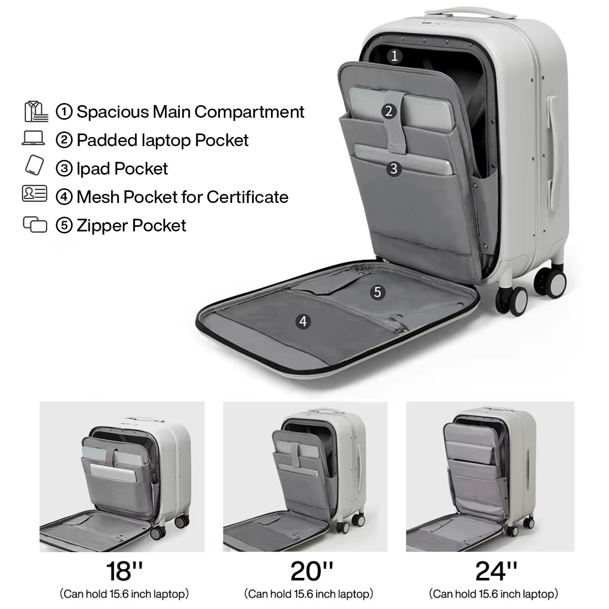 Mixi Patent Design Aluminum Frame Suitcase Carry on Rolling Luggage Beautiful Boarding Cabin 18 20 24 Inch M9260