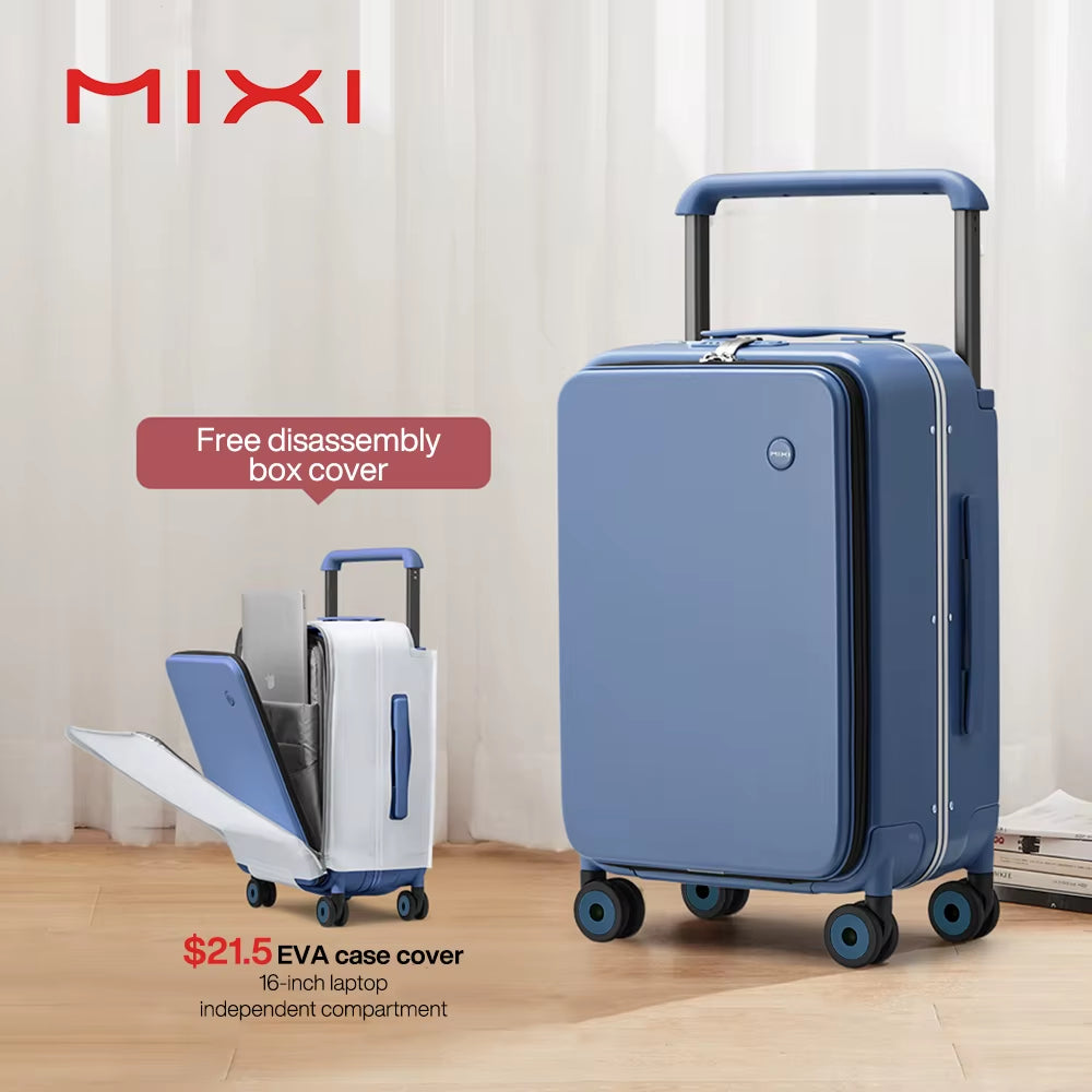 New Design Wide Handle Suitcase Men Carry-On Luggage Women Travel Trolley Case 20 Inch Cabin PC Aluminum Frame M9275