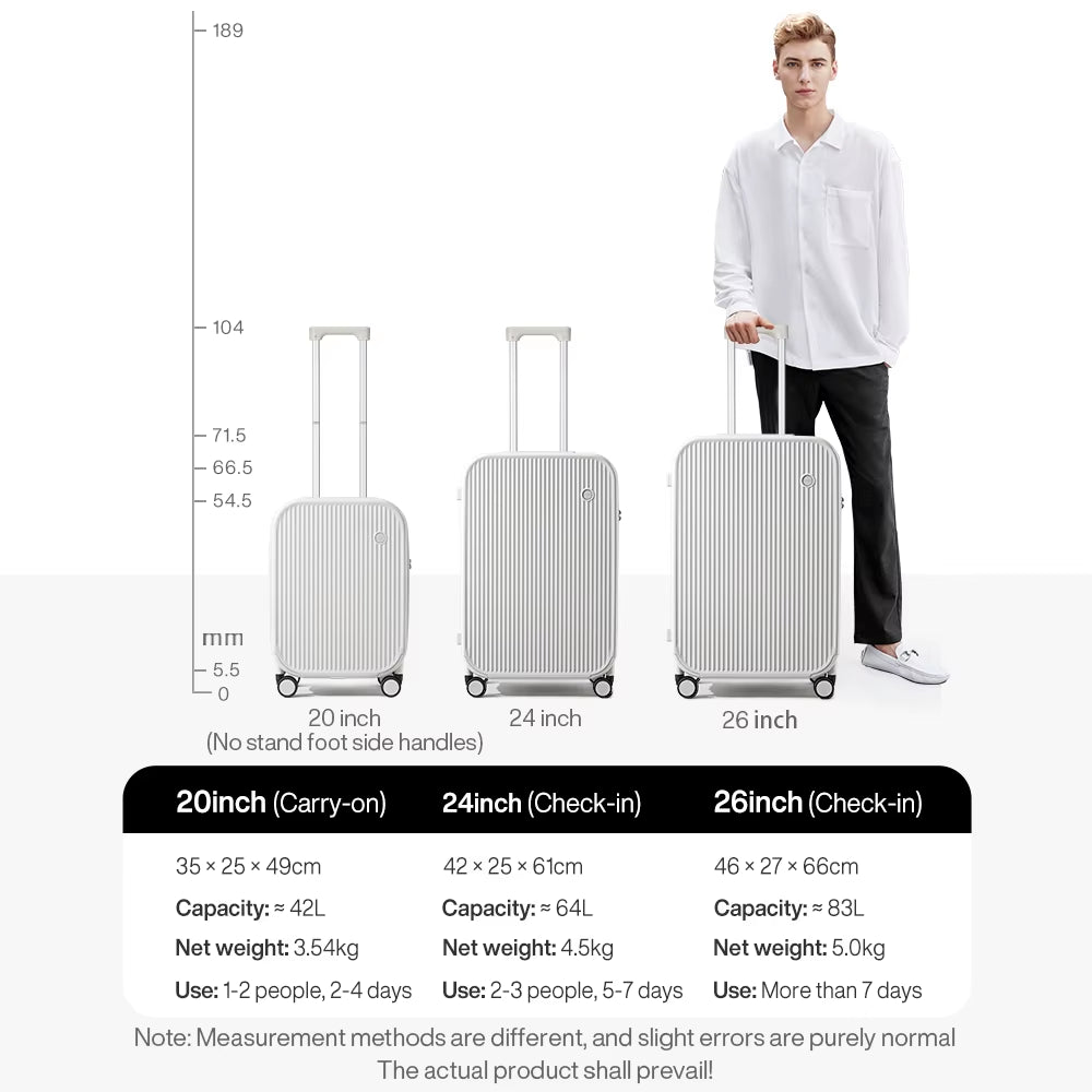 Carry on Luggage with Cup Phone Holder Hard Shell Rolling Travel Suitcase with Spinner Wheels 20 24 26 Inch M9290