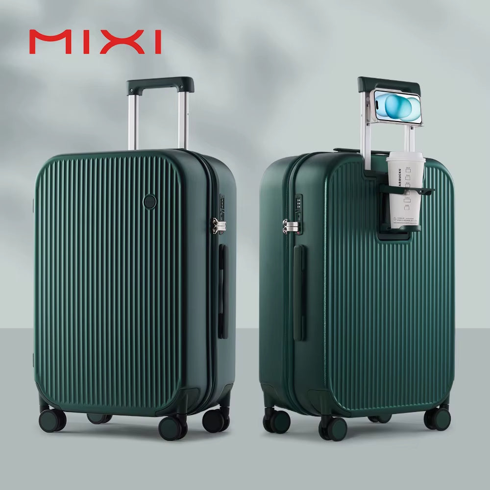 Carry on Luggage with Cup Phone Holder Hard Shell Rolling Travel Suitcase with Spinner Wheels 20 24 26 Inch M9290