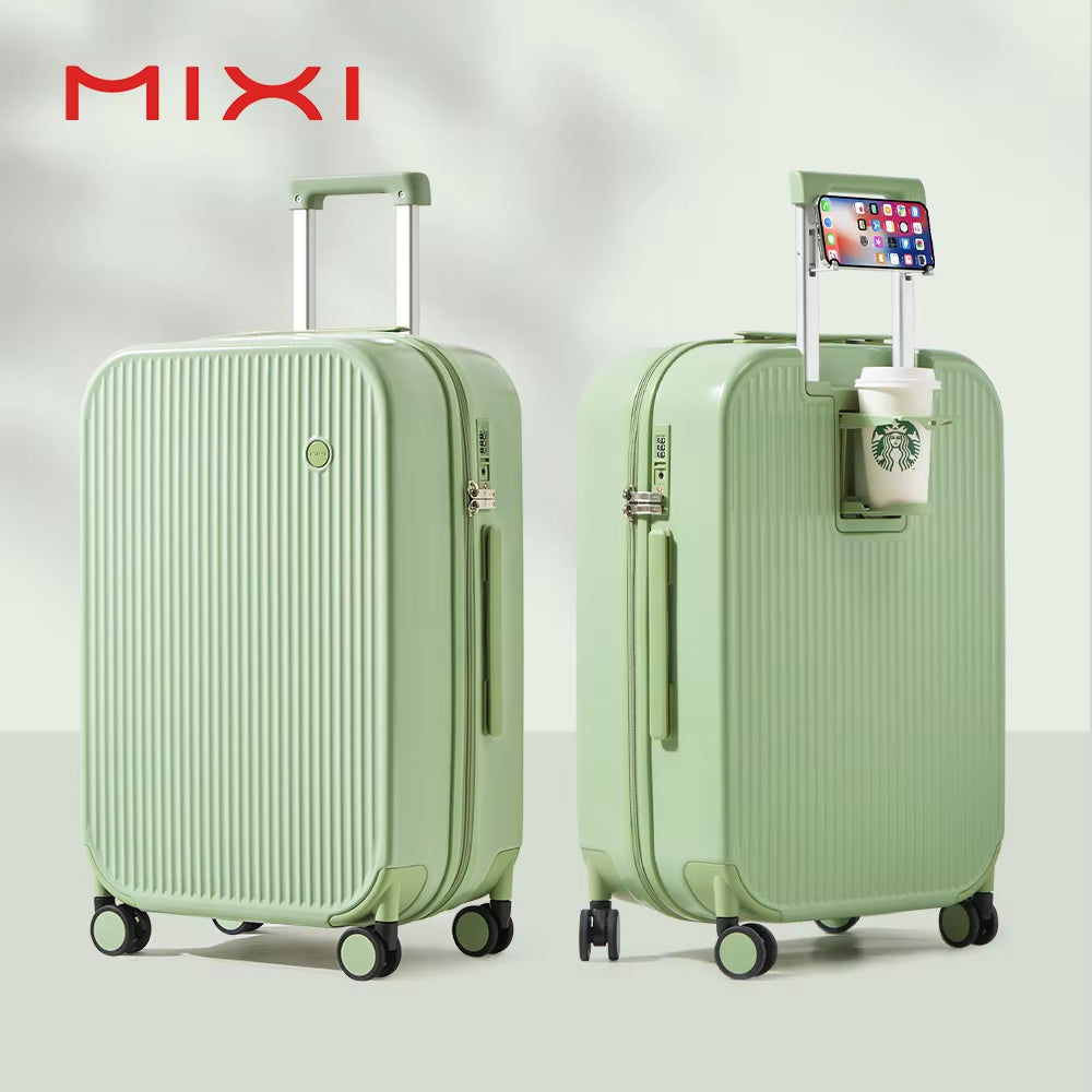 Carry on Luggage with Cup Phone Holder Hard Shell Rolling Travel Suitcase with Spinner Wheels 20 24 26 Inch M9290