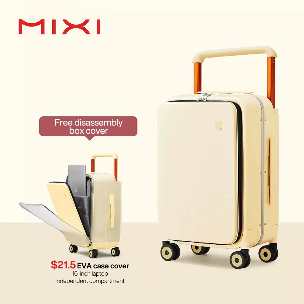 New Design Wide Handle Suitcase Men Carry-On Luggage Women Travel Trolley Case 20 Inch Cabin PC Aluminum Frame M9275