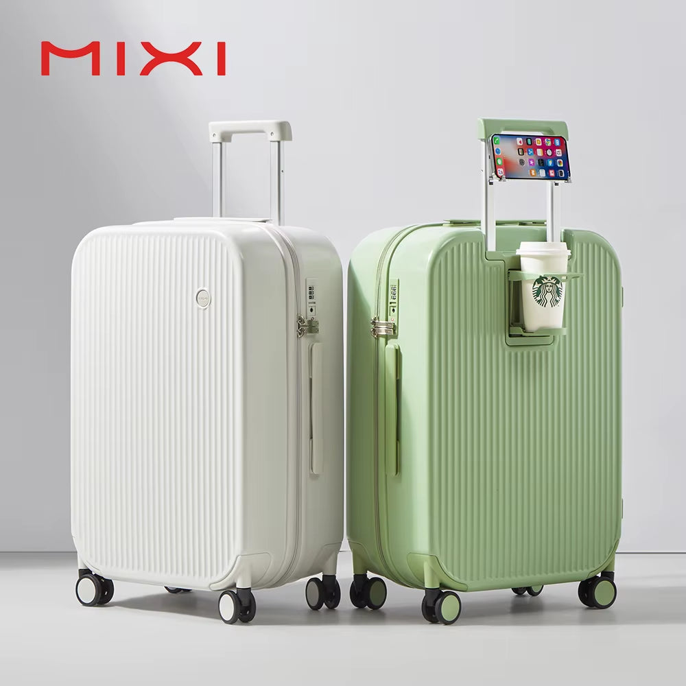 Carry on Luggage with Cup Phone Holder Hard Shell Rolling Travel Suitcase with Spinner Wheels 20 24 26 Inch M9290