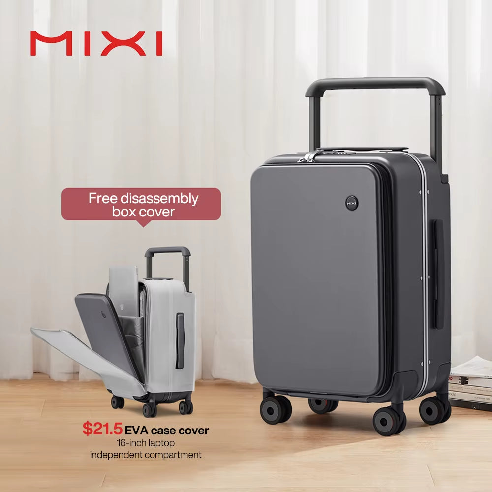 New Design Wide Handle Suitcase Men Carry-On Luggage Women Travel Trolley Case 20 Inch Cabin PC Aluminum Frame M9275