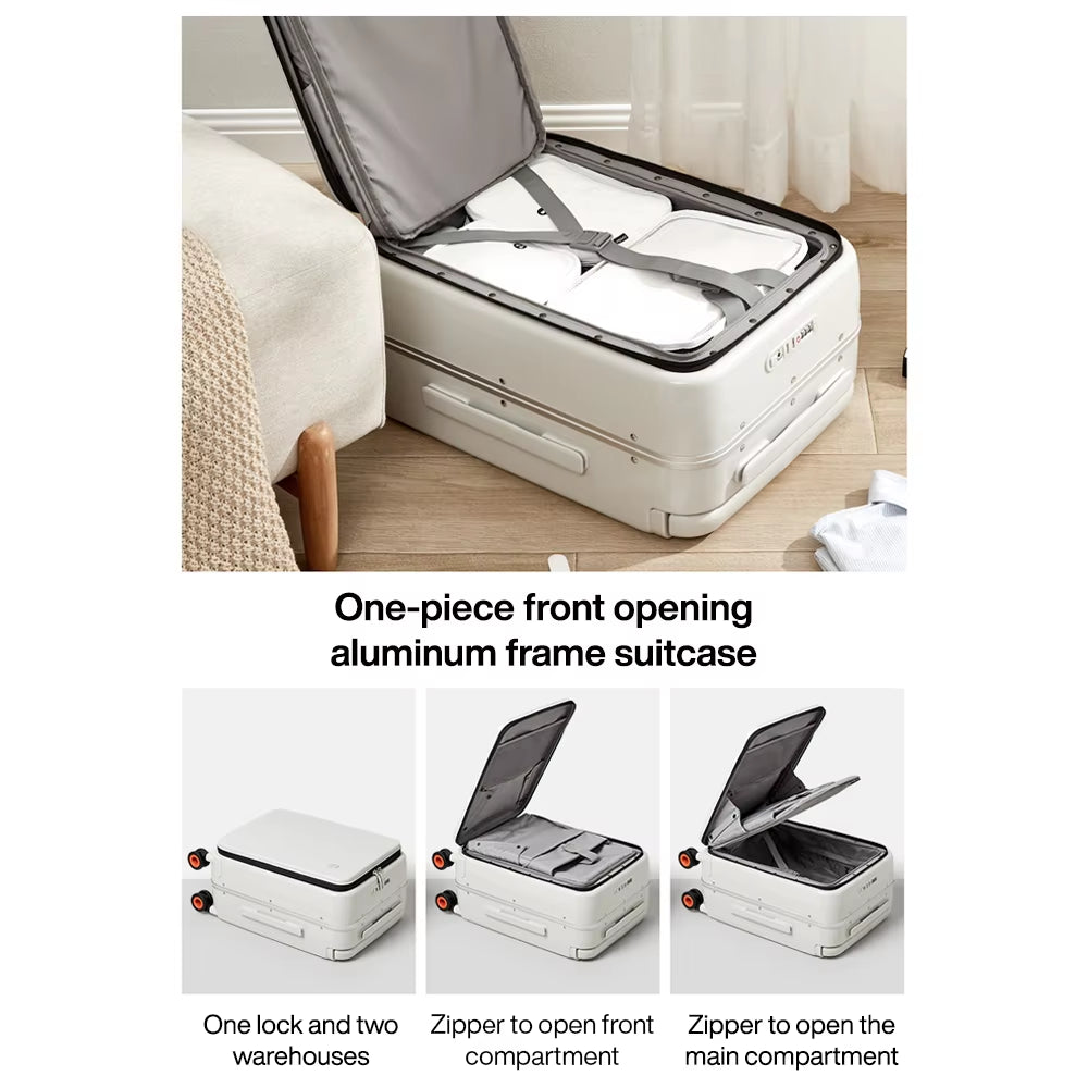 New Design Wide Handle Suitcase Men Carry-On Luggage Women Travel Trolley Case 20 Inch Cabin PC Aluminum Frame M9275