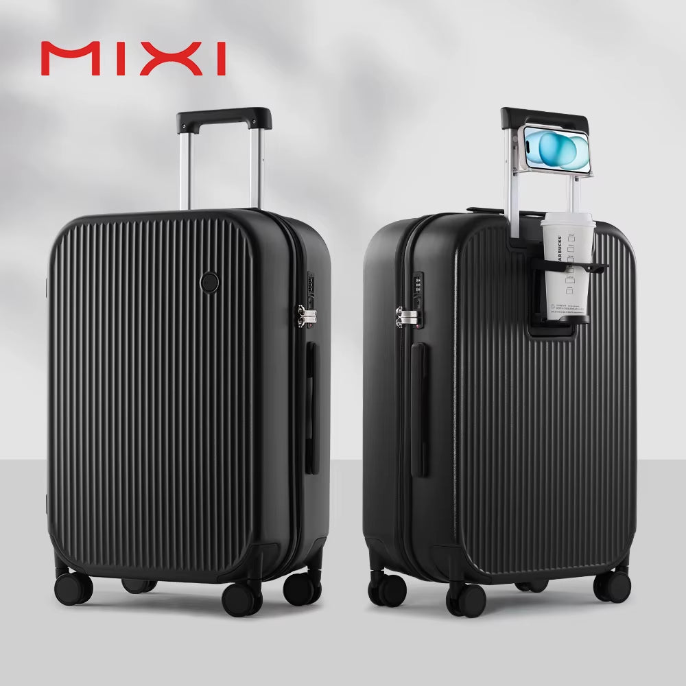 Carry on Luggage with Cup Phone Holder Hard Shell Rolling Travel Suitcase with Spinner Wheels 20 24 26 Inch M9290