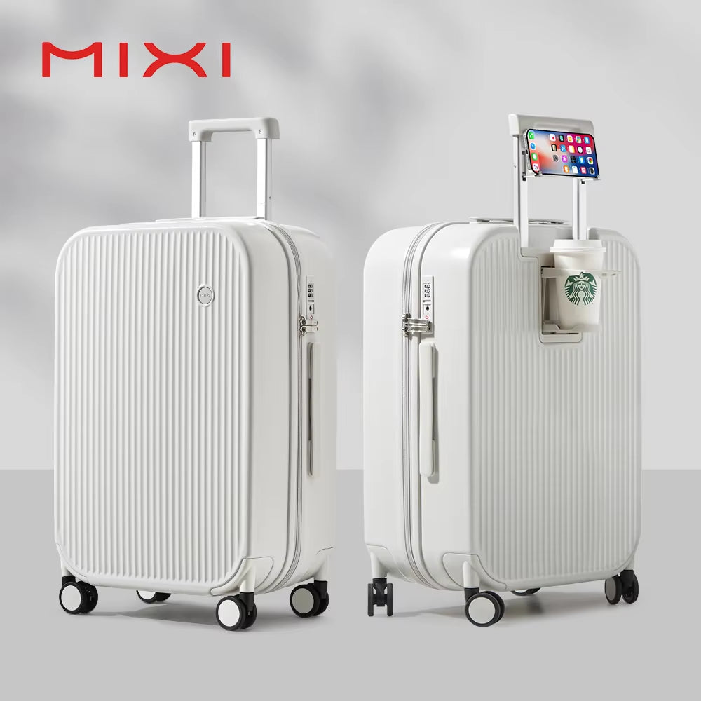 Carry on Luggage with Cup Phone Holder Hard Shell Rolling Travel Suitcase with Spinner Wheels 20 24 26 Inch M9290