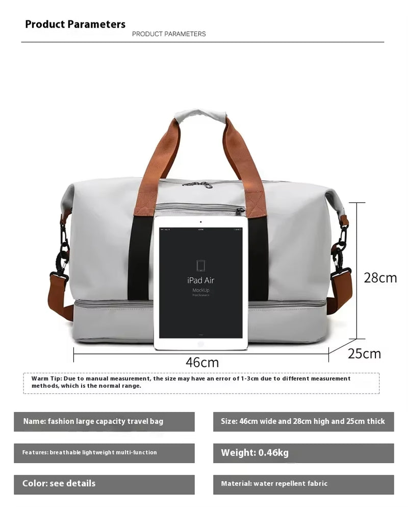 Large Capacity Travel Gym Bag Short-Distance Luggage Portable Fitness Bags Shoulder Crossbody Handbags Men'S Sports Waterproof B