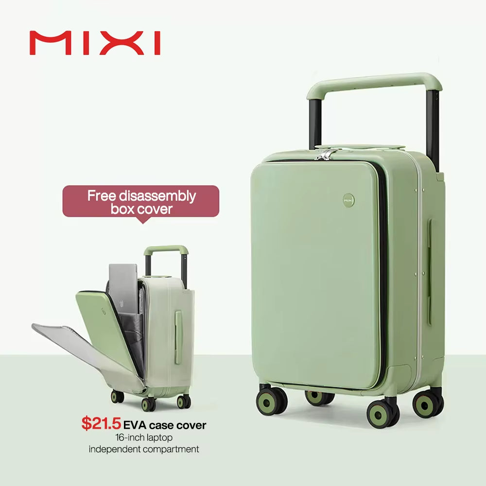 New Design Wide Handle Suitcase Men Carry-On Luggage Women Travel Trolley Case 20 Inch Cabin PC Aluminum Frame M9275